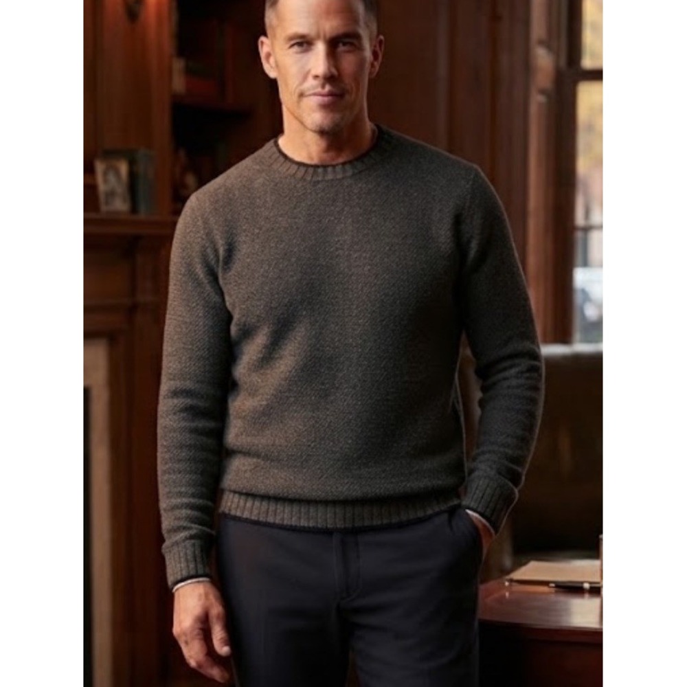 The Men's Store Bloomingdale's Cashmere Wool Crew Neck Sweater Dark Gray Sz Med